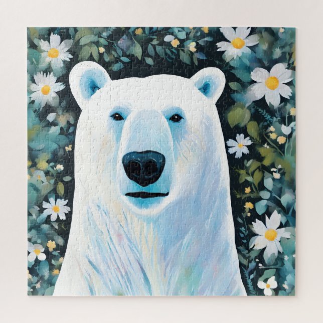 Floral Polar Bear Jigsaw Puzzle (Vertical)