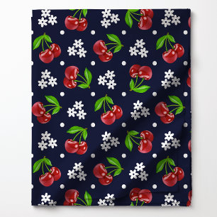 Floral Polka Dot Cherry on Navy Pattern Fabric