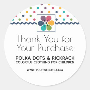 Floral Polka Dot Thank You for Your Purchase Classic Round Sticker