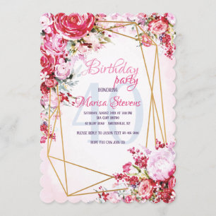 Floral Polygon Birthday Invitation