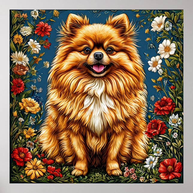 🐶 Floral Pomeranian Dog For Cute Pet Decor (Front)