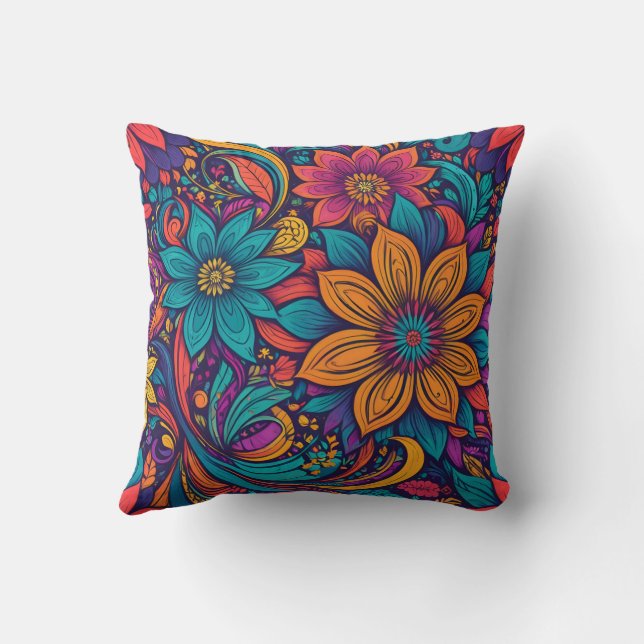 Floral pop art print cushion (Back)