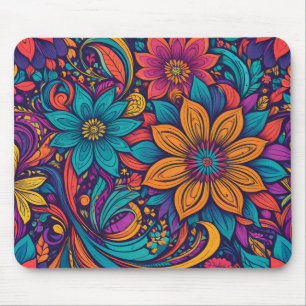 Floral pop art print mouse mat