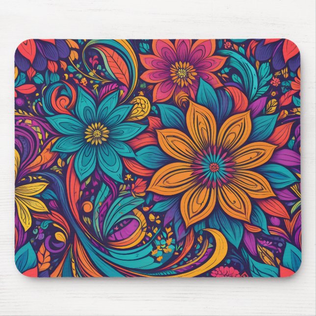 Floral pop art print mouse mat (Front)