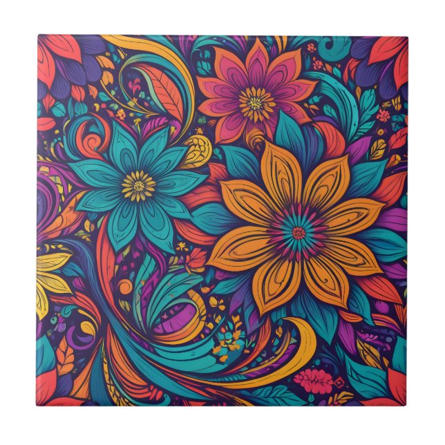 Floral pop art print tile (Front)