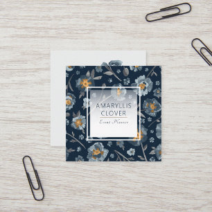 Floral Poppies Botanical Pattern  Square Business Card