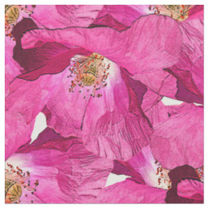 Floral poppies pink pattern. fabric