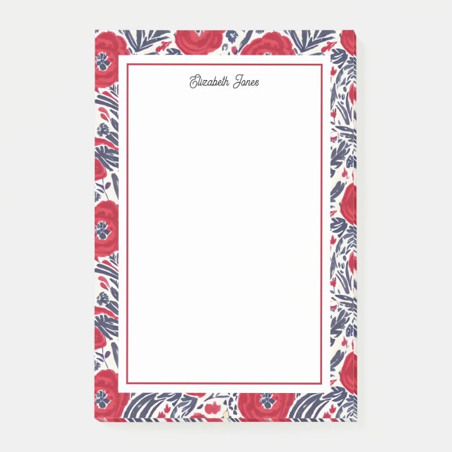Floral Poppies Red And Blue  Post-it Notes (Front)