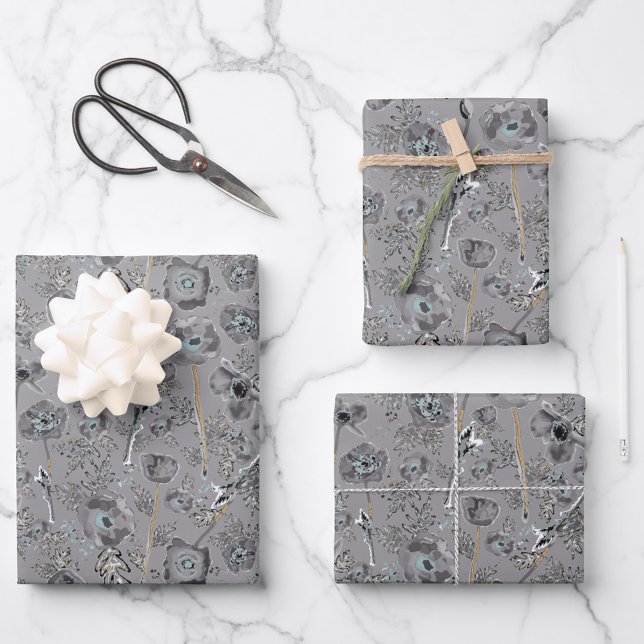 Floral Poppies Watercolor Pattern Gift Wrapping Paper Sheet (Floral Poppies Watercolor Pattern Gift Wrapping Paper Sheets from Studio Posies.)