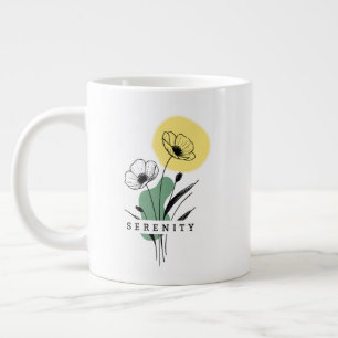 Floral Poppy Serenity Coffee Mug Line Art Eid