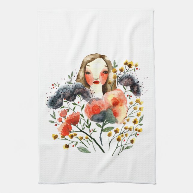 Floral Portrait Kitchen Towel (Vertical)