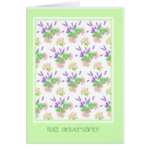Floral Portuguese Language Greeting Birthday