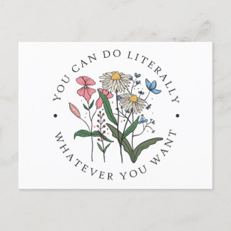 Floral Positive Affirmation Saying - Empowering Postcard