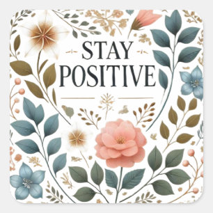 Floral Positivity Square Sticker