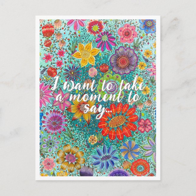 Floral Postcard printed from original artwork.  (Front)