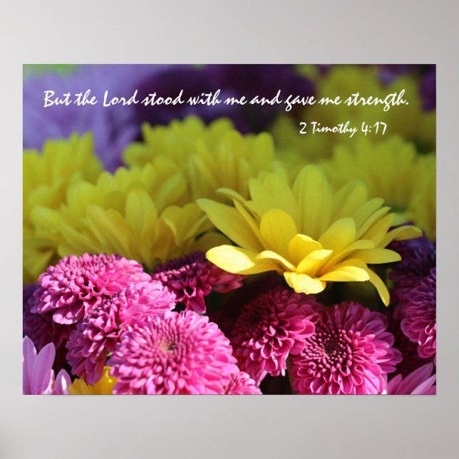 Floral Poster, Bible Verse about God's Strength Poster (Front)