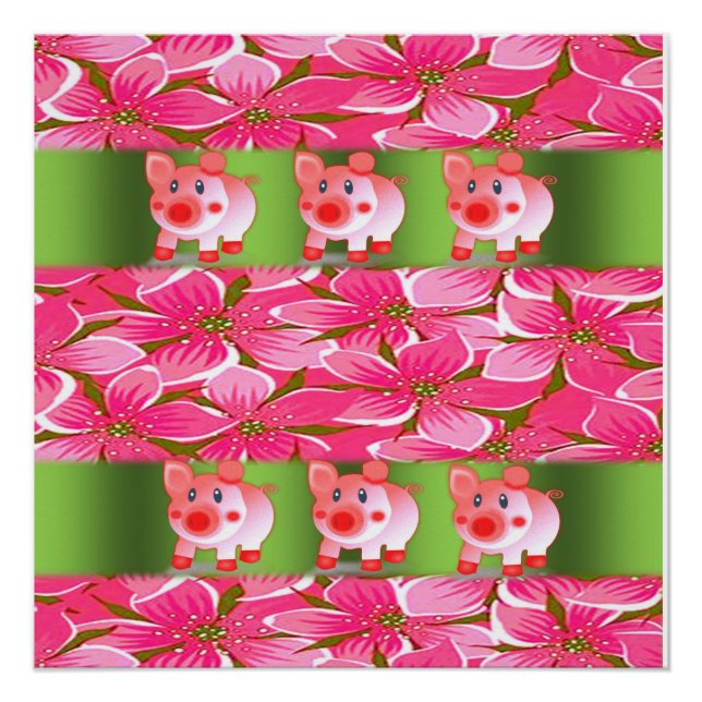 Floral Poster Pig (Front)