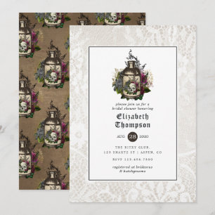Floral Potion Bottle and Lace Gothic Bridal Shower Invitation