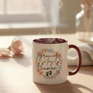 Floral Pregnancy Mug, Growing A Tiny Human Coffee Mug