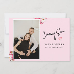 Floral Pregnancy Photo Announcement   Coming Soon