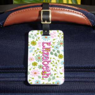 Floral Preppy Girl Personalised School Bag Tag