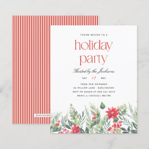 Floral Preppy Red Stripe Budget Christmas Party