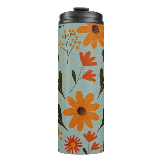 Floral Pretty Colourful Flower Thermal Tumbler (Front)