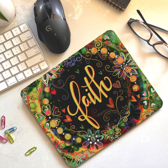 Floral Pretty Inspirational Faith Inspirivity Mouse Mat (Creator Uploaded)