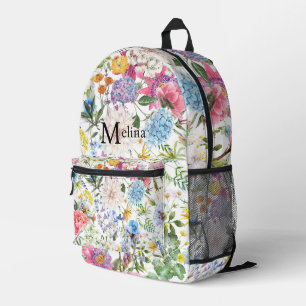 Floral pretty name printed backpack