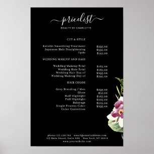 Floral Price List Poster