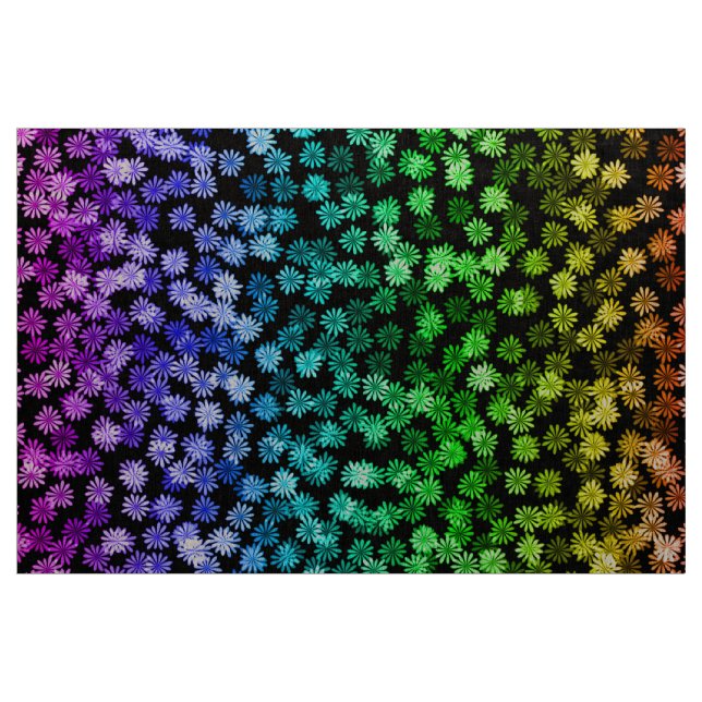 floral pride black rainbow fabric (Yard)