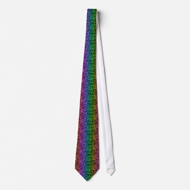 floral pride black rainbow mens tie (Front)