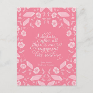Floral Pride & Prejudice Jane Austen Bookish Quote Postcard