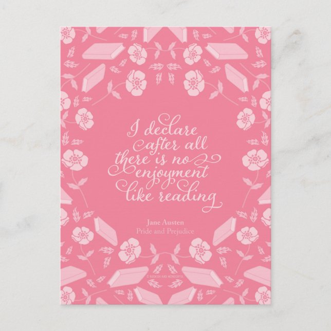 Floral Pride & Prejudice Jane Austen Bookish Quote Postcard (Front)