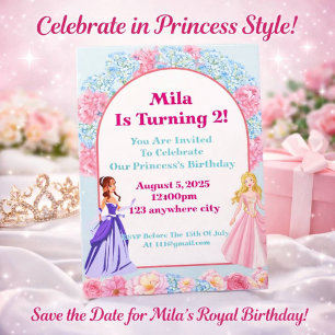 floral princess birthday invitation