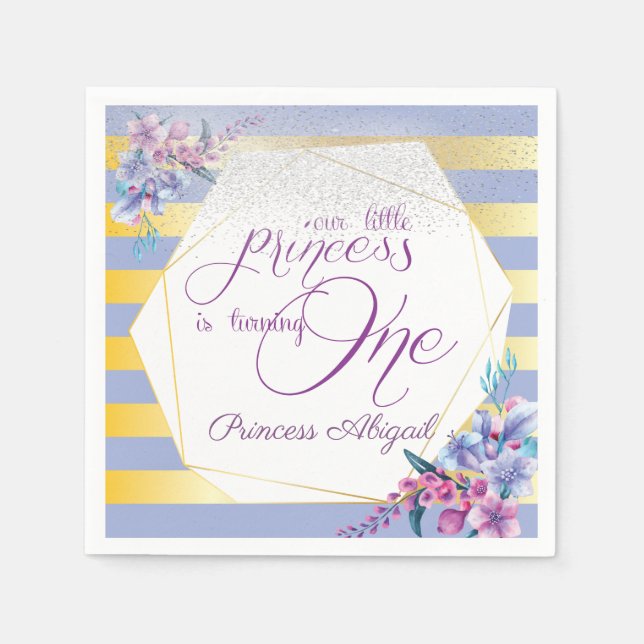 Floral Princess Birthday Napkin (Front)