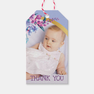 Floral Princess Birthday Photo Gift Tags