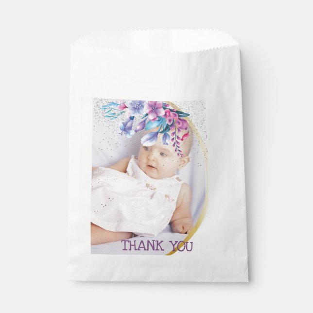Floral Princess Birthday Thank you Favour Bags (Front)