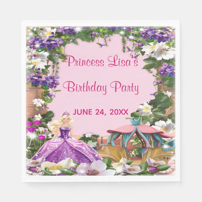 Floral Princess Enchanted Fairy Tale Birthday Napkin (Front)