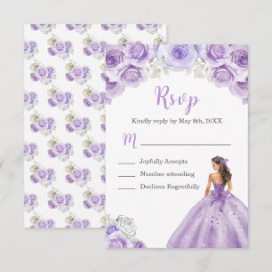 Floral Princess in a Dusty Purple Dress RSVP Card