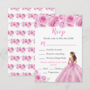 Floral Princess in a Light Pink Dress Meal Choice RSVP Card