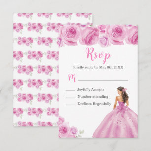 Floral Princess in a Light Pink Dress Meal Choice RSVP Card