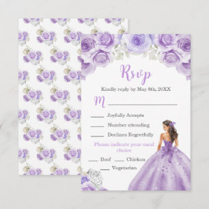 Floral Princess in a Purple Dress Meal Choice RSVP Card