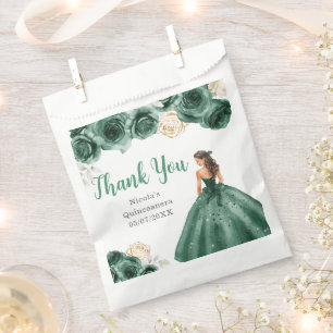 Floral Princess in Dark Green Dress Quinceanera Favour Bags