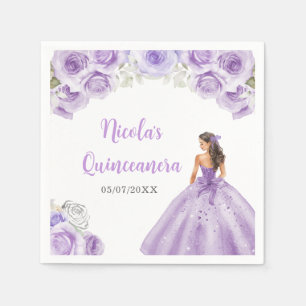 Floral Princess in Dusty Purple Dress Quinceanera Napkin