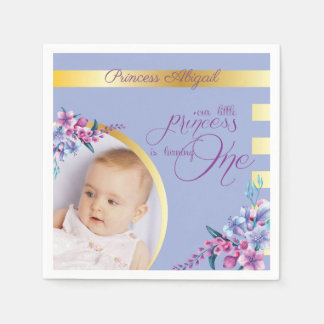 Floral Princess Photo Birthday Napkin