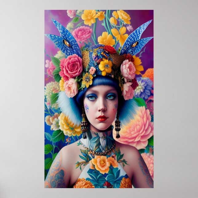 Floral princess portrait poster (Front)