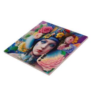 Floral princess portrait tile