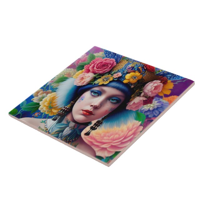 Floral princess portrait tile (Side)