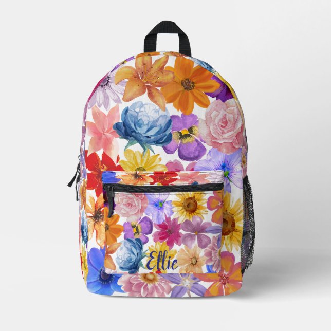Floral Print Backpack | Personalize (Front)